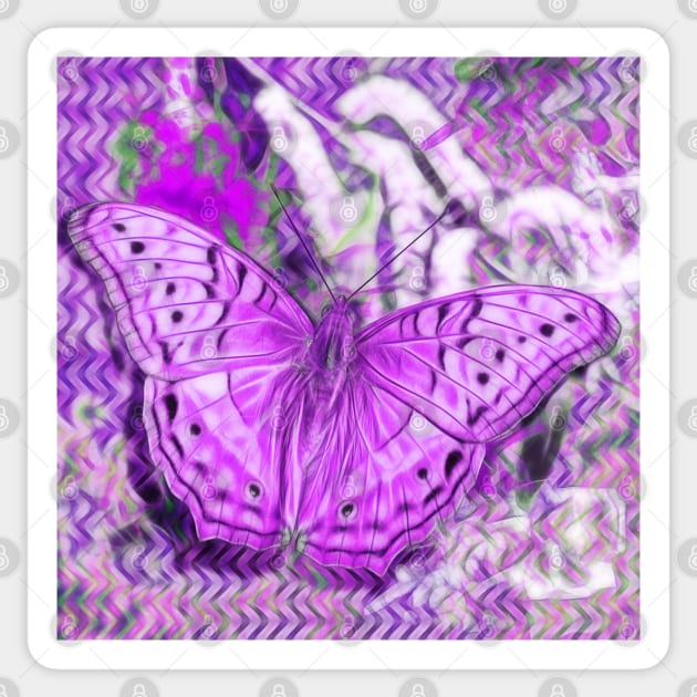 Ultra-violet butterfly and abstract background Sticker by hereswendy